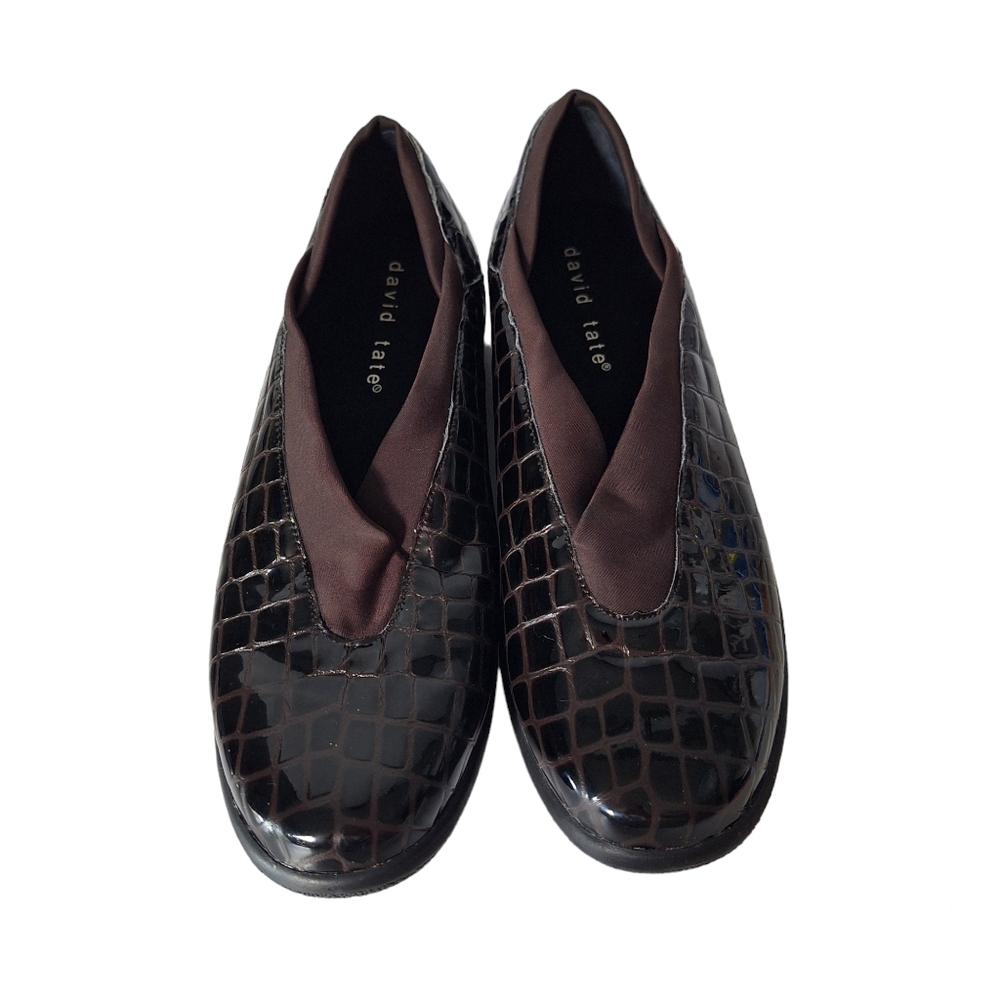 David Tate Womens Size 8.5 Slip On Loafers Dark Brown Animal Print Leather Comfo